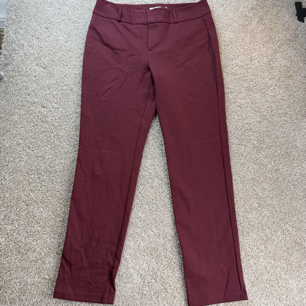 MICHAEL Michael Kors Dress Pants Womens 10 Red Twill Slim Stretch Pockets Office